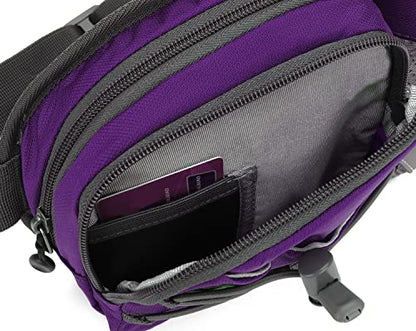 Waist Pack with Water Bottle Holder for Running Walking Hiking Fanny Pack Hydration Belt - color: Purple