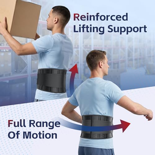 FEATOL Back Brace for Men Lower Back Pain Relief Lumbar Support Brace Waist Belt with Ergonomic 3D Silicone Pad for Heavy Lifting Work, Herniated Disc, Sciatica, S/M - size: Small/Medium(Pack of 1)