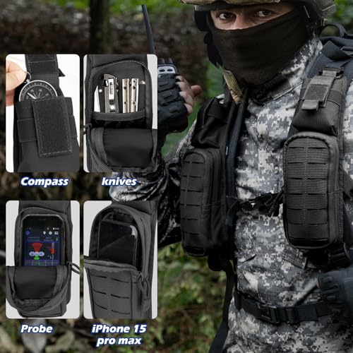 Jueachy Strap Shoulder Molle Accessories Pouch: Tactical Backpack Pocket Attachment Storage Phone Flashlight EDC - size: 2PCS