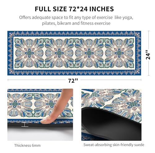 nuveti Yoga Mat Print Extra Thick TPE Non Slip Fitness Exercise Mat with Carrying Bag,72"x24" Extra Thick 6MM Exercise & Workout Mat for Yoga, Pilates Fitness and Floor Exercises - color: OSDT2