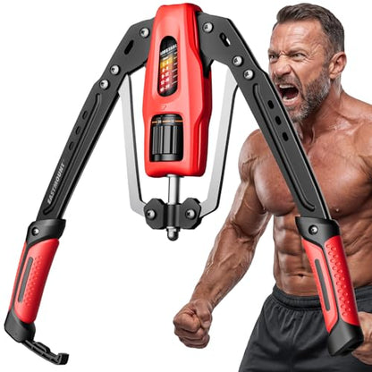 EAST MOUNT Twister Arm Exerciser, Adjustable Hydraulic Resistance 22–440 lbs, Arm Chest & Shoulder Strength Trainer for Home Workouts, Upper Body Muscle Builder, Fitness Training Equipment - color: Red