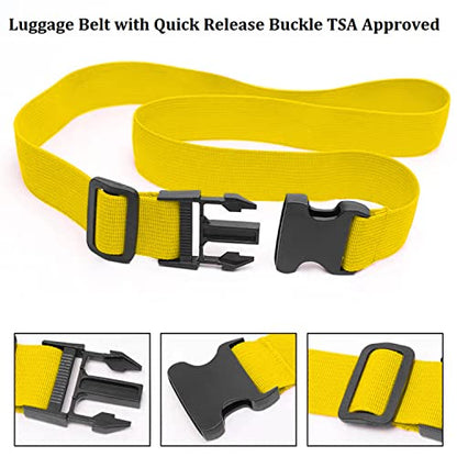 2 Pack Suitcase Straps, Bright Color Adjustable Luggage Belts, TSA Approved (Yellow) - color: Yellow