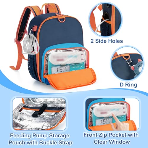 CURMIO Feeding Pump Backpack for 500ml Feeding Bag, G/J/GJ Tube, Blue - color: Blue