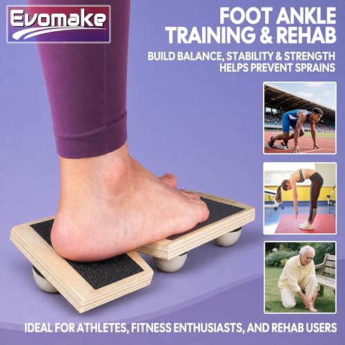 Ankle Strengthener, Ankle Balance Board for Plantar Fasciitis, Foot Stretcher, Sprained Ankle Recovery, Stability Exercises & Posture-Correction | Two Training Levels w/Guide