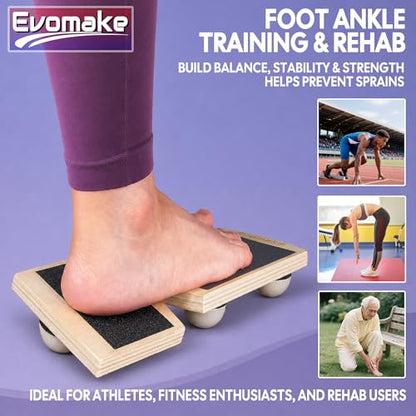 Ankle Strengthener, Ankle Balance Board for Plantar Fasciitis, Foot Stretcher, Sprained Ankle Recovery, Stability Exercises & Posture-Correction | Two Training Levels w/Guide