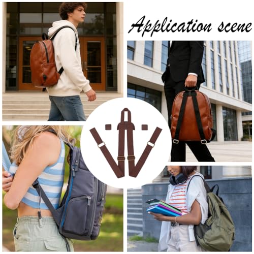 PU Leather Canvas Shoulder Strap Sewing Mount Belts Backpack Straps Replacement Adjustable for Backpacks Rucksack Daypack Laptop Back Pack Business Work Bag Travel Study DIY Craft(Black) - color: Brown