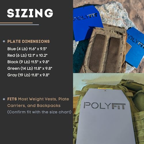 POLYFIT Weight Vest Plates - Weighted Plates for Strength Training Weight Vests - 4lb, 6lb, 9lb, 14lb, 19lb Pairs - color: 4 LB (Blue) Pair
