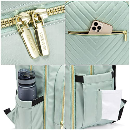 LOVEVOOK Diaper Bag Backpack, Quilted Baby Bag with Changing Pad & Pacifier Holder, Waterproof Travel Diaper Bags for Baby Boys Girls, Stylish and Large Capacity, Mint Green - color: Mint Green