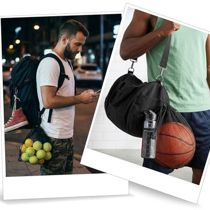 Single Mesh Ball Bag with Zipper Pocket, Basketball Mesh Bag Fits All Kinds of Backpacks Ball Bags with Zipper Pocket Meshs Carry Bags for Soccer Volleyball Football