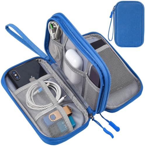 CAAORDKSO Cord Organizer Travel Cable Organizer Bag Tech Electronic Organizer Travel Case, Electronic Accessories Pouch Bag for Cable, USB, Cord, Charger, Phone, Power Bank, Earphone (Blue, Medium) - color: Blue, size: Medium