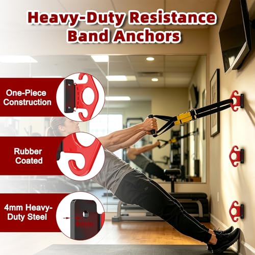 Resistance Band Wall Anchor Kit, Wall Mount Training Anchor System for Resistance Bands, Exercise Bands, Home Gym Workout & Physical Therapy Strength Training - size: standard2