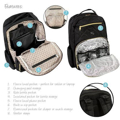 Hudson Baby Unisex Baby Premium Diaper Bag Backpack and Changing Pad, Black, One Size - color: Black