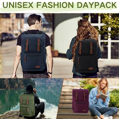 VASCHY Backpack for Men, Water Resistant High School Backpack Travel Carry-on Anti-theft Casual Daypack for Work Business Hiking Green - color: Green