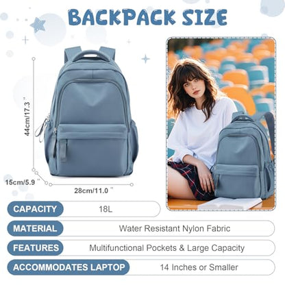 winspansy Small Backpack For School Girls Boys Aesthetic Lightweight Travel Daypack Simple Cute Backpack For Women Men College High School Bookbag Fit 14 Inch Laptop, Blue - color: A1-blue