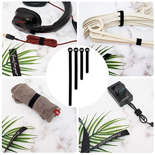 150PCS Reusable Cable Ties - 4+6+8+10inch Multi-Purpose Cable management Hook & Loop Cable Straps Wire Ties,Adjustable Fastening Cord Organizer,Cable Organizer for Home,Office and Data Centers,Black - size: 4"+6"+8"+10"(150 Pack)