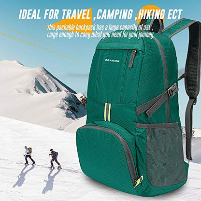 35L Lightweight Packable Backpack Waterproof Durable Hiking Travel Backpack Daypack - color: Green