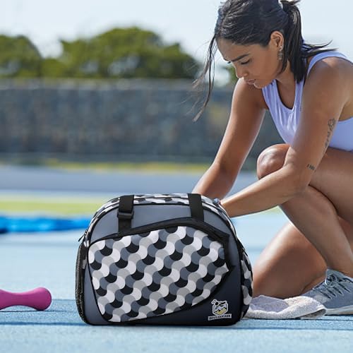 Boulder Bee Pickleball Bags, Premium Pickleball Tote Bag for Girls, Women’s Hand/Shoulder Gym Bag w Water Bottle Holder, with Pickleball Racquet/Paddle Holder - color: Blue Wave