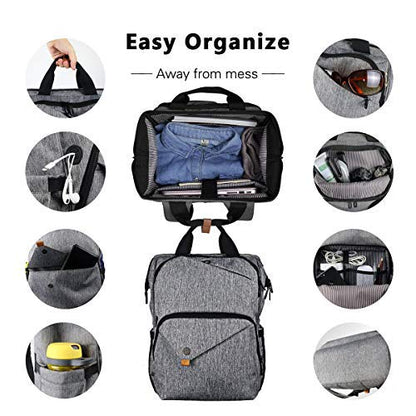 Hap Tim Laptop Backpack 15.6/14/13.3 Inch Laptop Bag Travel Backpack for Women/Men Waterproof School Computer Bag Large Capacity Bookbag for College/Travel/Business (7651EU), Grey, 15.6 inches, Casual - color: Grey