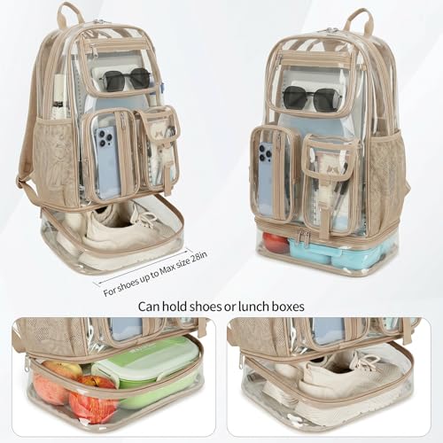 Cusangel Heavy Duty Clear Backpack,16.5 x12 x5inch TPU Large Capacity See Through Backpack for Sport Events,Travel (Upgrad Gold) - color: Upgrad Gold