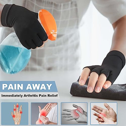 2 Pairs Copper Arthritis Compression Gloves for Rheumatoid, Osteoarthritis, Carpal Tunnel Pain Relief, Compression Hand Gloves for Women & Men,Anti-Slip Fingerless Gloves for Work,Typing (XL) - size: X-Large
