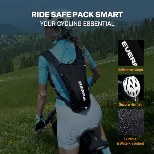 EVERFUN Hydration Backpack Running Vest Small Hiking Water Backpack with 1.5L Water Bladder for Women Men, Lightweight Reflective Phone Holder Hydro Pack for Trail Running, Biking, Race, Marathons - style: Black