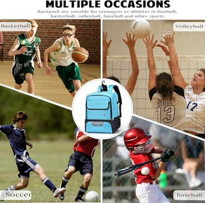 Youth Soccer Bag, Soccer Backpack with Ball Holder, Basketball Volleyball Football Handball Sports Backpack with Ball Compartment - color: Like Blue