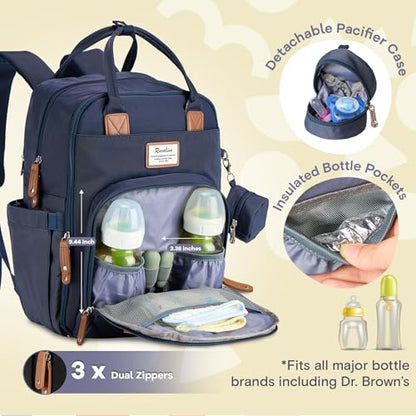 RUVALINO Diaper Bag Backpack, Multifunction Travel Back Pack Maternity Baby Changing Bags, Diaper Changing Totes, Waterproof and Stylish, Navy Blue - color: Navy Blue