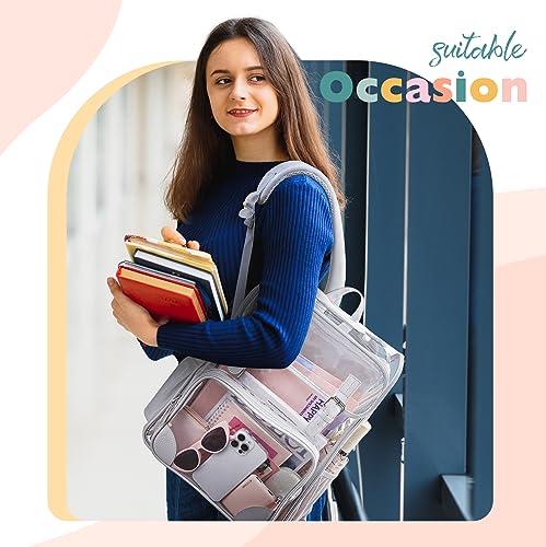 mommore Clear Backpack for School Heavy Duty Large Clear Bookbag PVC See Through Transparent Bag - color: Grey, style: Clear Backpack