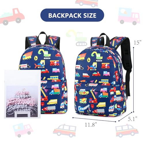 CAMTOP Preschool Backpack for Kids Boys Girls Toddler Backpack Kindergarten School Bookbags for Age 3-8 (Navy Vehicle) - color: Navy Vehicle
