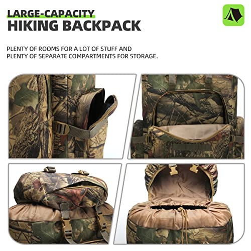 King'sGuard 100L Camping Hiking Backpack Molle Rucksack Military Camping Backpacking Daypack - color: Mapleleaf