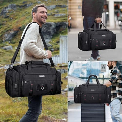 WITZMAN Duffle Bag for Men Large Overnight Carry On Weekender Bag with Shoe Compartment Sports Gym Duffle Bags for Traveling(B719 Black) - color: Black