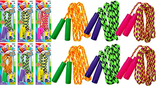 JA-RU 7ft Adjustable Jump Rope (Jump Rope) Nylon Braided Jump Ropes for Kids. Indoor & Outdoor Activities for Teens. Bulk Party Favor & Gymnastics Goodie Bag Stuffers. 1995 - style: 6 Pack