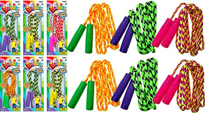 JA-RU 7ft Adjustable Jump Rope (Jump Rope) Nylon Braided Jump Ropes for Kids. Indoor & Outdoor Activities for Teens. Bulk Party Favor & Gymnastics Goodie Bag Stuffers. 1995 - style: 6 Pack