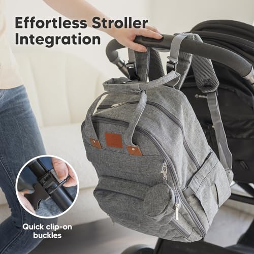 KeaBabies Diaper Bag Backpack - Large Baby Diaper Bag with Changing Pad, Baby Boy, Girl, Travel Backpack for Mom and Dad, Waterproof, Multi Function Durable (Classic Gray) - color: Classic Gray
