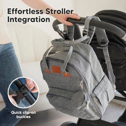 KeaBabies Diaper Bag Backpack - Large Baby Diaper Bag with Changing Pad, Baby Boy, Girl, Travel Backpack for Mom and Dad, Waterproof, Multi Function Durable (Classic Gray) - color: Classic Gray