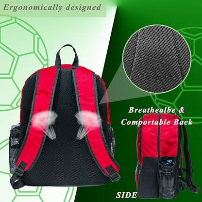 Soccer Ball Bag-Backpack for Basketball,Volleyball with Cleat Shoes and Ball Compartment for Sports Team,Trainning - color: Red