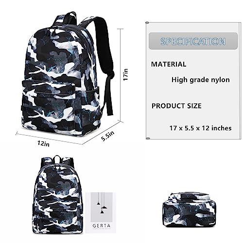 Lmwzh Backpack For Boys Girls Elementary Waterproof teen School Bags Kids Bookbag Lightweight Camo Black - color: Black