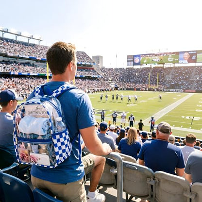 Fomaris Clear Backpack Stadium Approved 12x6x12 Clear Bag for Stadium Events, Sports, Concerts, Festivals,Games - Checkered Blue - color: Checkered Blue