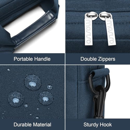 MOSISO Laptop Shoulder Bag 15.6 inch, 15-15.6 inch Computer Bag Compatible with MacBook Pro 16 inch, HP, Dell, Lenovo, Notebook with 2 Raised&1 Flapover&1 Horizontal Pocket&Handle&Belt, Haze Blue - color: Haze Blue, size: 16 inch