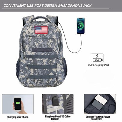 4land Camo Backpack for Boys,Army Boys Backpacks for Elementary Middle School Military,Camouflage Bookbag 40L - color: A-acu