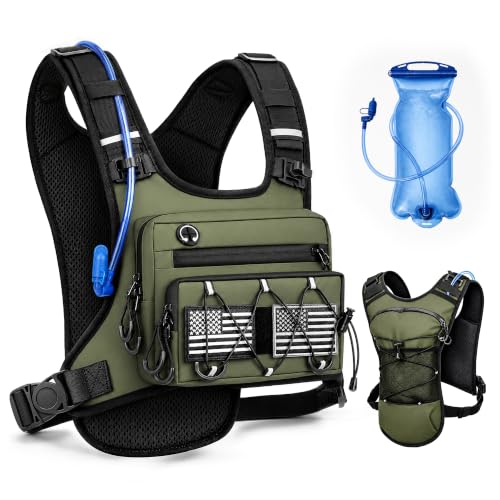 Running Vest for Men & Women – Water Backpack with Upgraded 2L Leak-Proof Bladder, No-Bounce Fit & 3-Pocket Organized Storage, Reflective Hydration Backpack for Running, Hiking & Cycling - color: Green