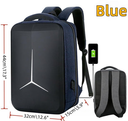 Hard Shell Business Backpack Travel Laptop backpack USB port backpack Daily laptop backpack Waterproof travel backpack (Blue) - color: Blue