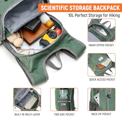 SKYSPER 10L Hiking Backpack, Foldable & Packable Lightweight Daypack for Travel, Collapsible Small Compact Hiking Backpack for Women & Men, Green - color: Green