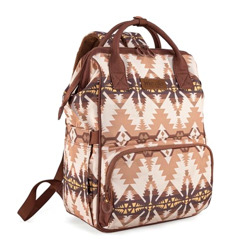 Montana West Wrangler Callie Diaper Bag Backpack with Stroller Straps Southwestern Multifunction Baby Travel Bag WG2210-9110TN - color: Aztec-beige
