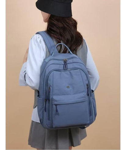Casual Backpack, Multi-Pocket Design with Front Zipper Compartment (Blue) - color: Blue