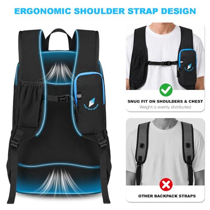 Seektop 15L Small Lightweight Hiking Backpack for Men Women Foldable Packable UltraLight Daypack for Travel Daily Outdoor - color: Black
