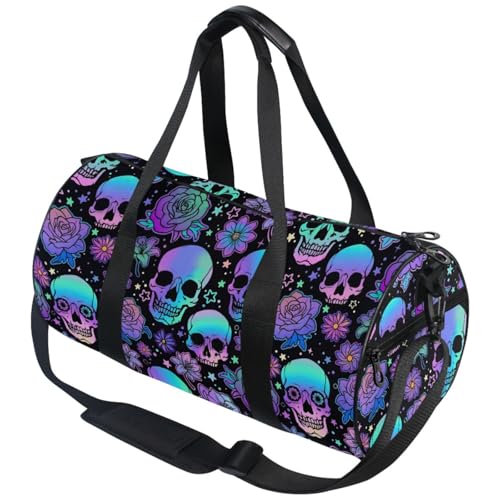 MNSRUU Duffel Bags Funny Skulls Sports Gym Bag Travel Luggage Overnight Bags for Men Women Duffel Bags for Traveling - color: Goth 13