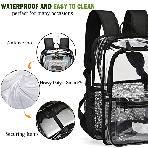 Clear Backpack,Clear Backpacks for School Heavy Duty See Through Bookbag Waterproof Backpack for Men Women,Pink - color: Pink