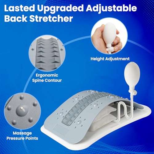 Back Stretcher for Lower Back Pain Relief - Adjustable Lumbar Back Board - Back Cracking Device for Scoliosis, Spinal Decompression - Multi Level Back Massager for Posture Improve