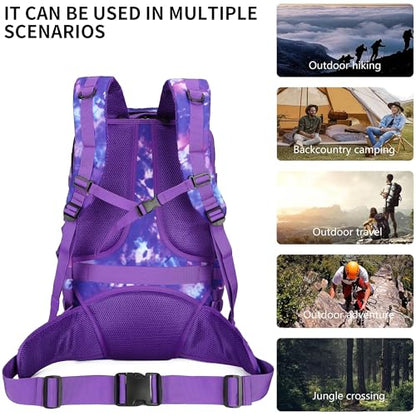 50L Military Tactical Backpack Hiking Waterproof Backpack Large Military Pack 3 Day Assault Pack Molle Bag Rucksack - color: Purplecamo
